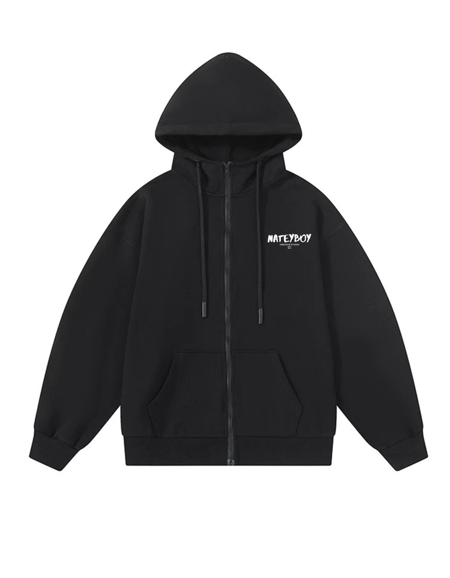 NateyBoy Slogan Cotton Zip Hoodie