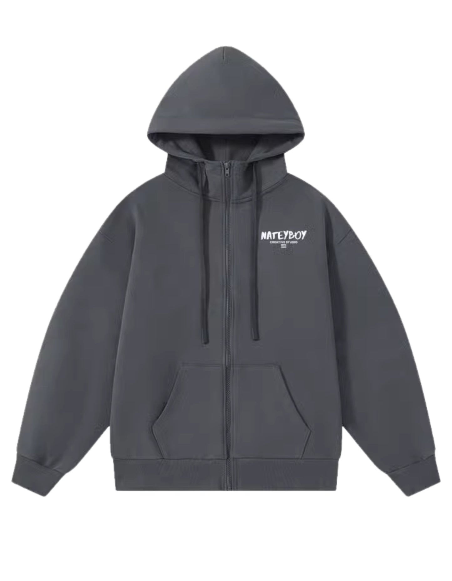 NateyBoy Slogan Cotton Zip Hoodie